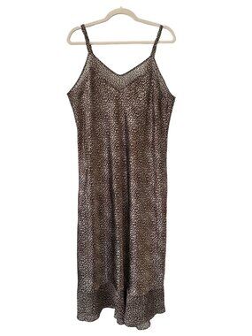 True Beauty By Emme Slip Size 1X Leopard Print Nightgown Brown Lounge Intimate